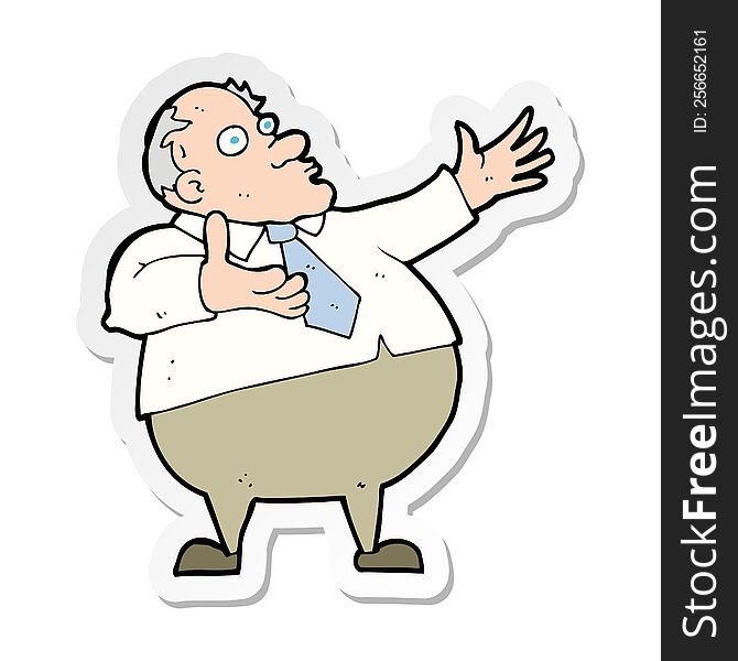 sticker of a cartoon exasperated middle aged man