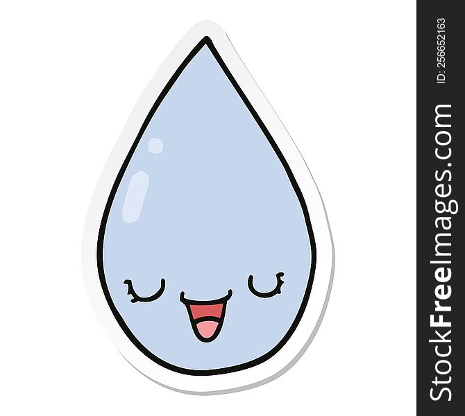 Sticker Of A Cartoon Raindrop