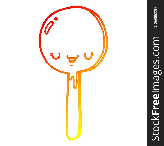 warm gradient line drawing of a cartoon candy lollipop
