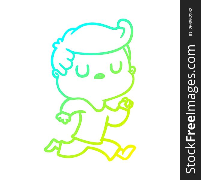 Cold Gradient Line Drawing Cartoon Aloof Man Running