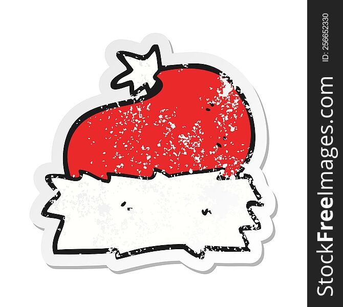 retro distressed sticker of a cartoon christmas hat