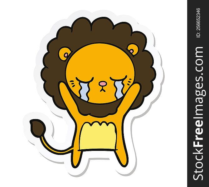 Sticker Of A Crying Cartoon Lion