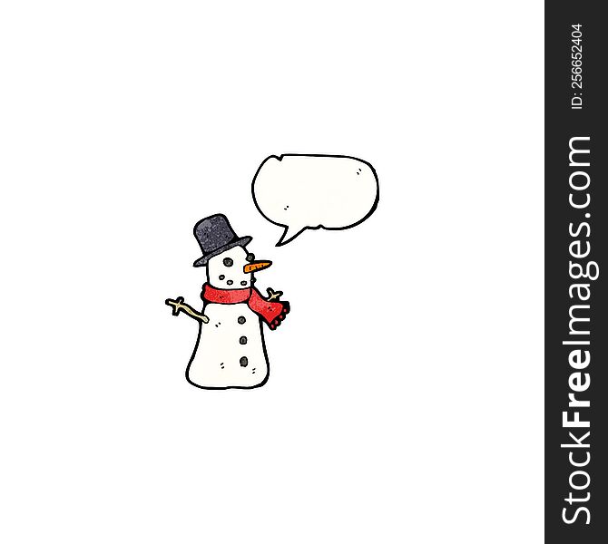 cartoon snowman with speech bubble