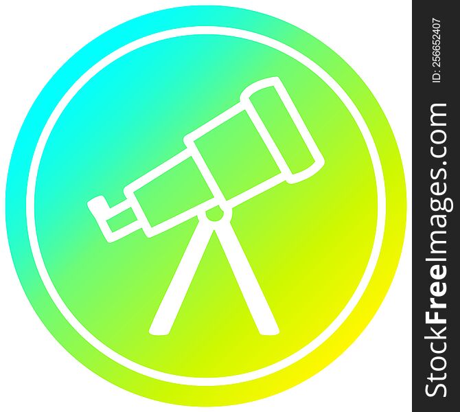 astronomy telescope circular icon with cool gradient finish. astronomy telescope circular icon with cool gradient finish