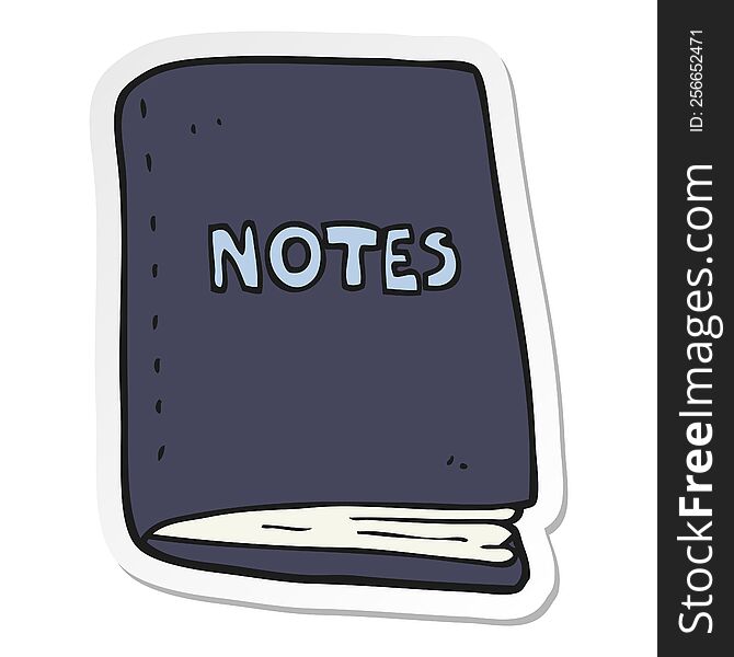 sticker of a cartoon note book