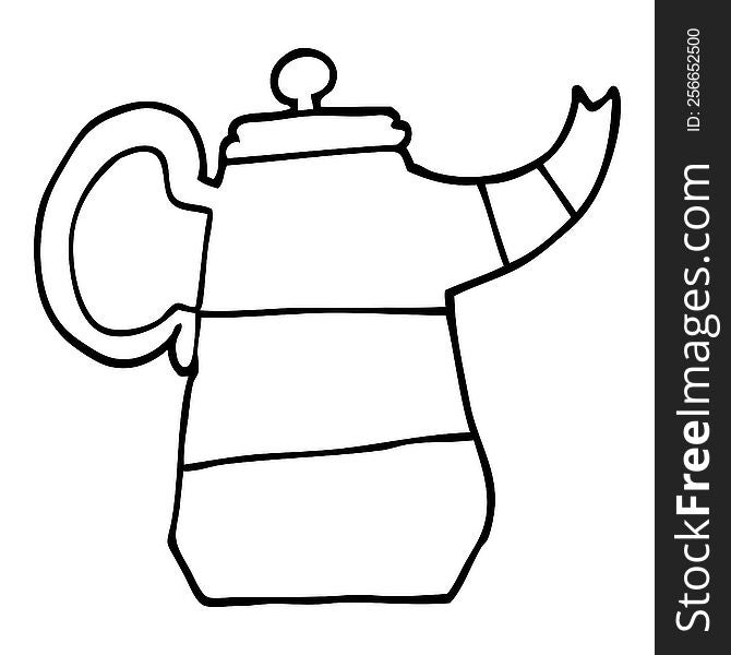 line drawing cartoon old kettle