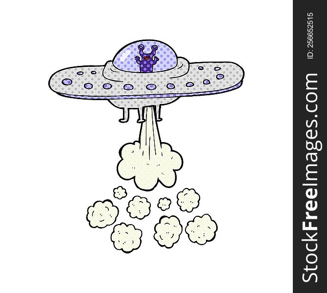 freehand drawn cartoon flying saucer