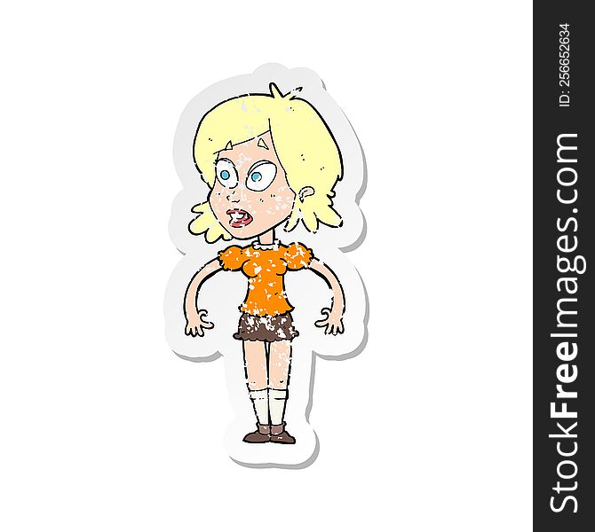 Retro Distressed Sticker Of A Cartoon Surprised Woman