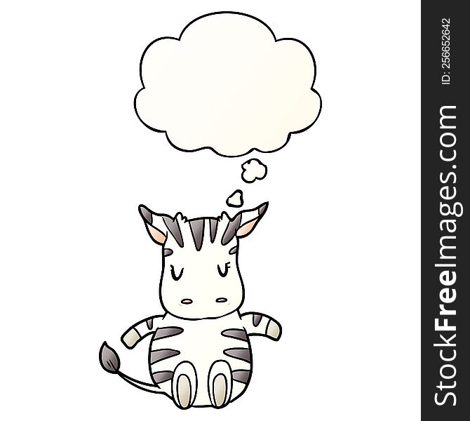 cartoon zebra with thought bubble in smooth gradient style