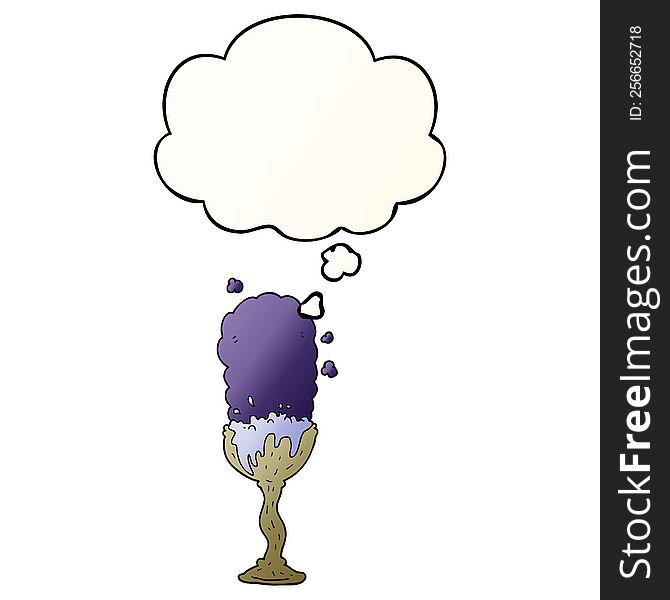 cartoon potion goblet with thought bubble in smooth gradient style