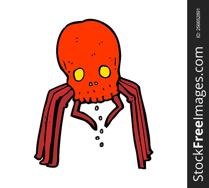 Cartoon Spooky Skull Spider