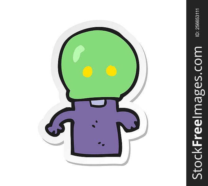 Sticker Of A Cartoon Little Alien