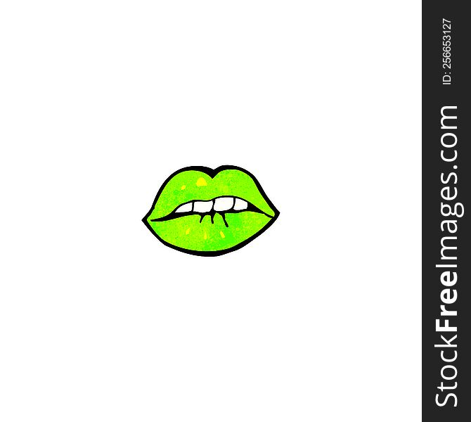 Green Halloween Lips Cartoon