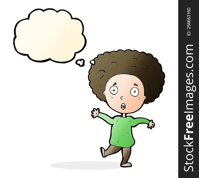 cartoon startled person with thought bubble