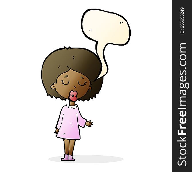 Cartoon Woman Explaining Her Point With Speech Bubble