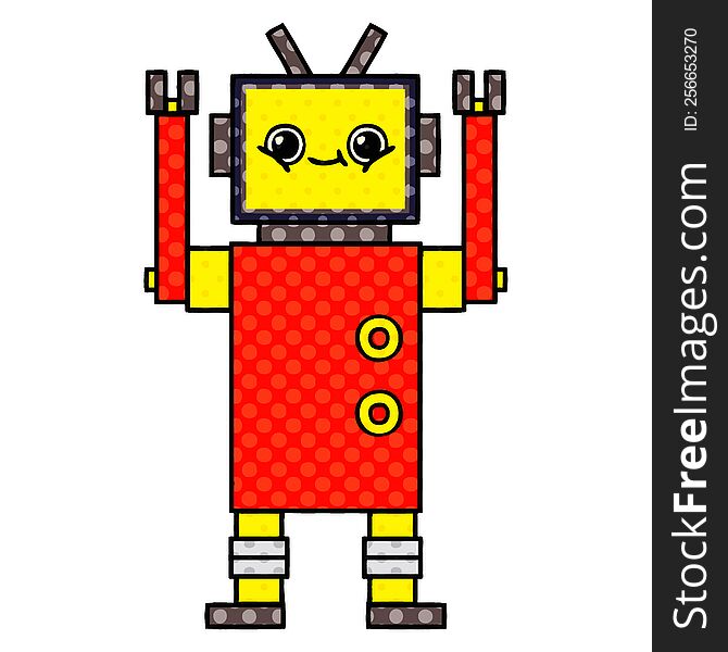 Comic Book Style Cartoon Robot