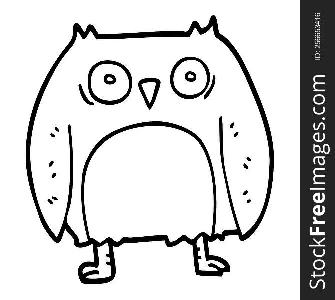 Funny Line Drawing Cartoon Owl