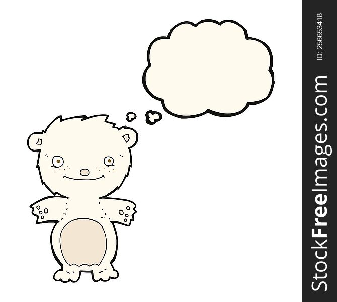 Cartoon Happy Little Polar Bear With Thought Bubble