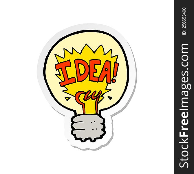 sticker of a cartoon idea light bulb symbol