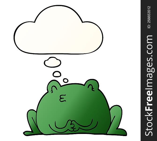 cute cartoon frog with thought bubble in smooth gradient style