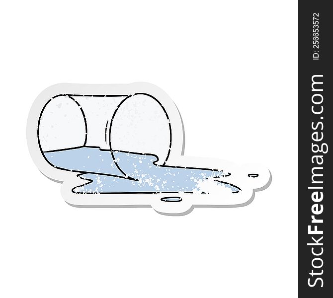 hand drawn distressed sticker cartoon doodle of a spilt glass