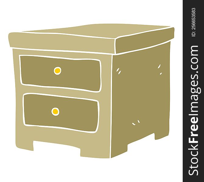 flat color illustration of a cartoon chest of drawers