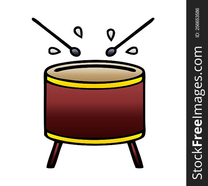 gradient shaded cartoon of a drum. gradient shaded cartoon of a drum