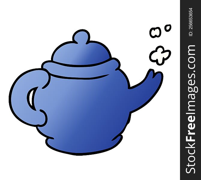 Gradient Cartoon Doodle Of A Blue Tea Pot