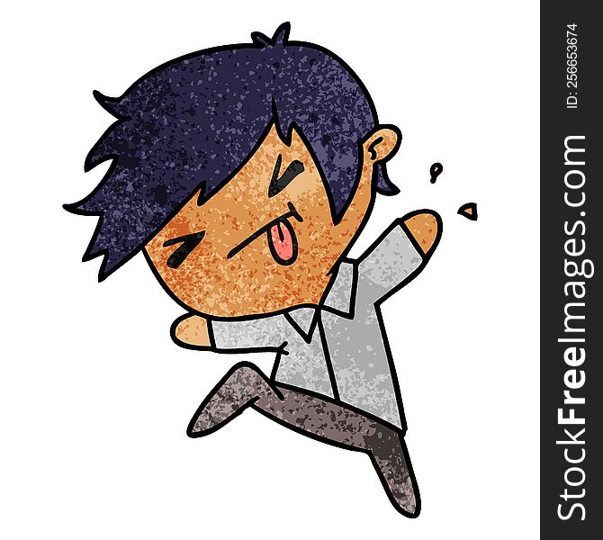 Textured Cartoon Of A Kawaii Cute Boy