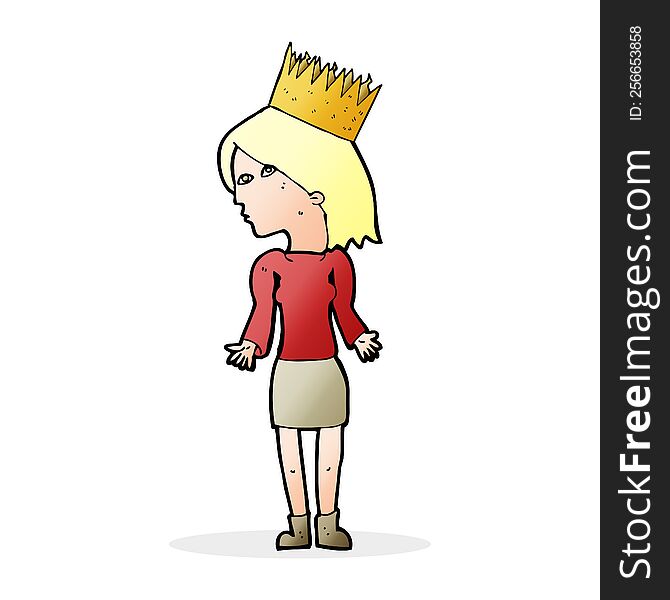 Cartoon Woman Wearing Crown