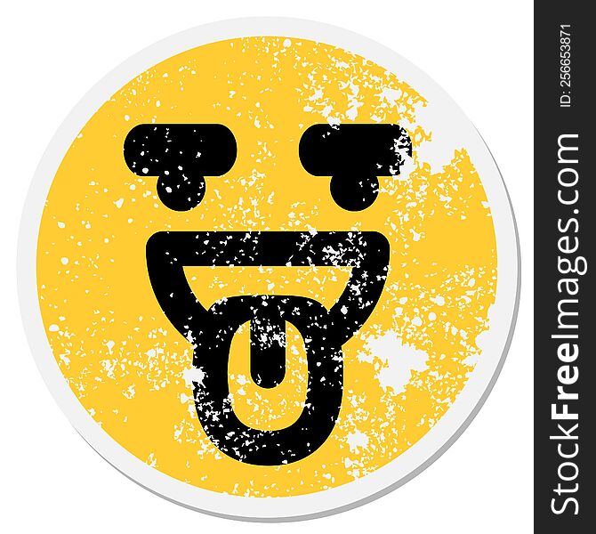 happy big eyebrow face circular sticker