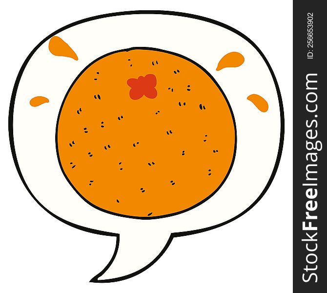 Cartoon Orange And Speech Bubble