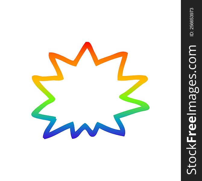 rainbow gradient line drawing of a cartoon explosion