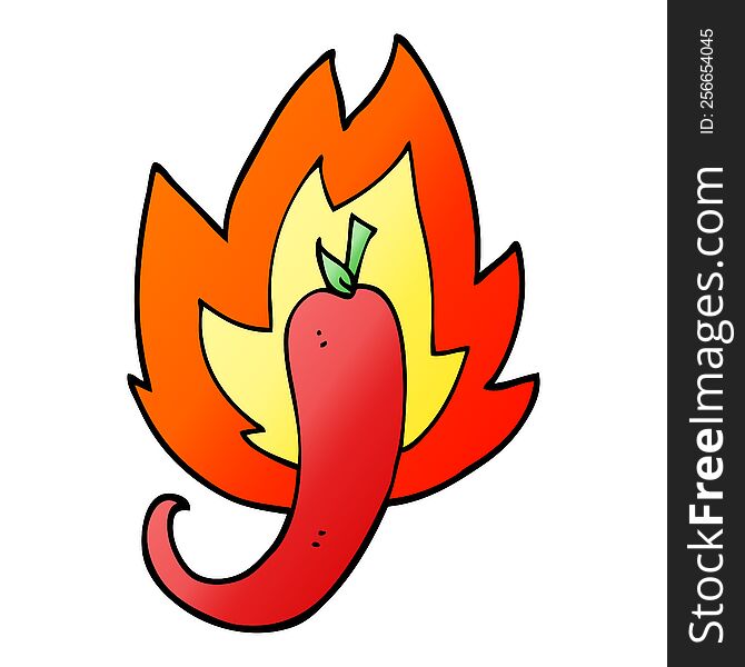 vector gradient illustration cartoon red hot chili