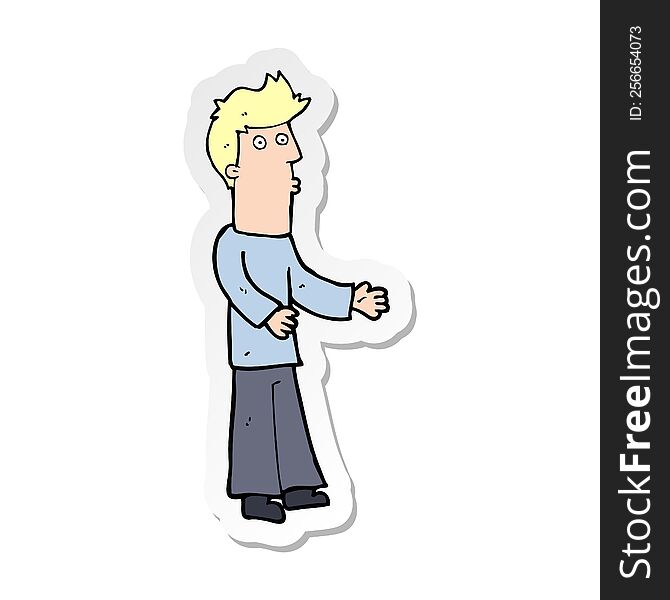 Sticker Of A Cartoon Man Explaining
