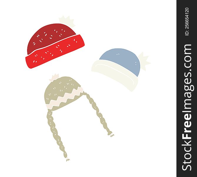 flat color illustration of winter hats. flat color illustration of winter hats