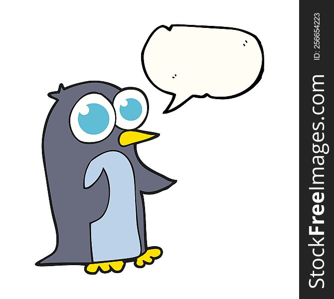 Speech Bubble Cartoon Penguin With Big Eyes