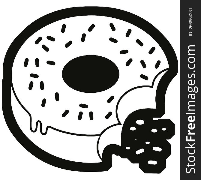 bitten frosted donut graphic vector illustration icon. bitten frosted donut graphic vector illustration icon