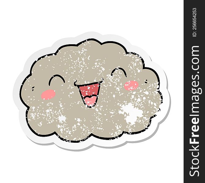 Distressed Sticker Of A Happy Cartoon Cloud