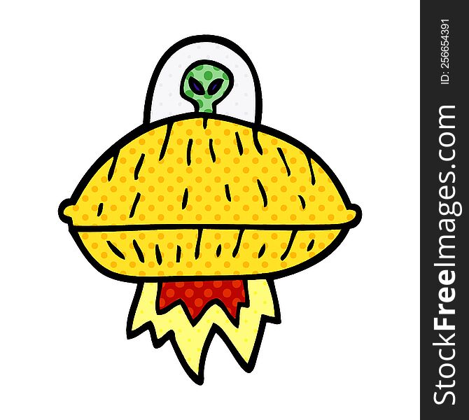 cartoon doodle alien spaceship