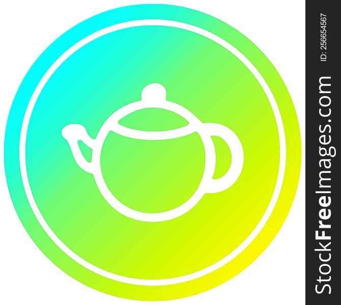 tea pot circular icon with cool gradient finish. tea pot circular icon with cool gradient finish