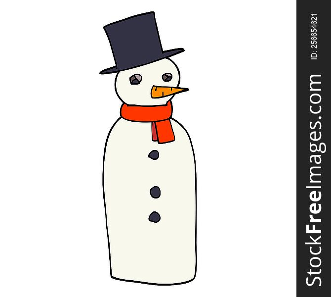 Cartoon Doodle Traditional Snowman