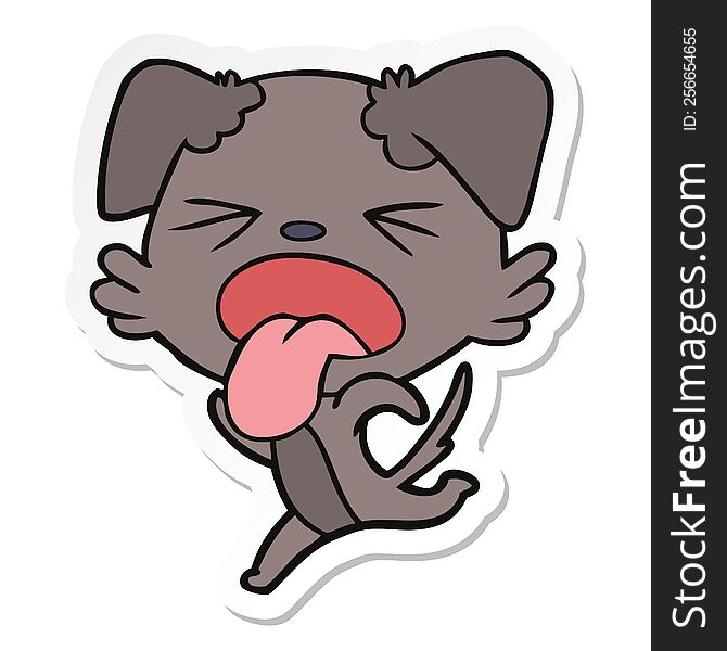 sticker of a cartoon running dog