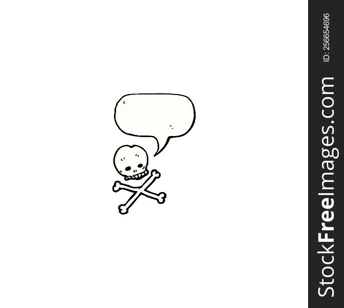 skull and crossbones with speech bubble cartoon