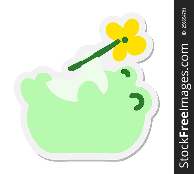 frog with flower sticker