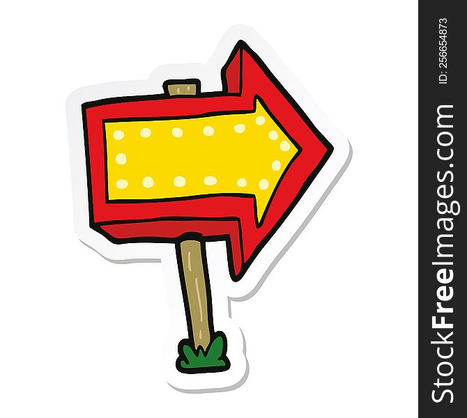 sticker of a cartoon pointing arrow sign