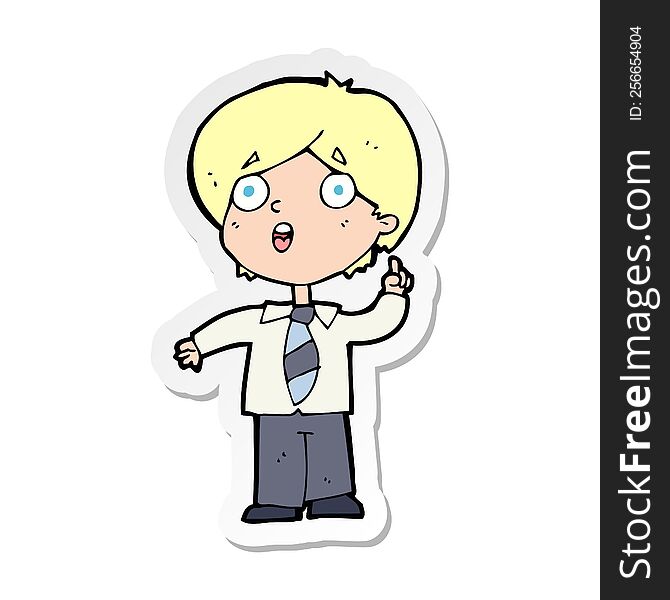 Sticker Of A Cartoon Schoolboy Answering Question