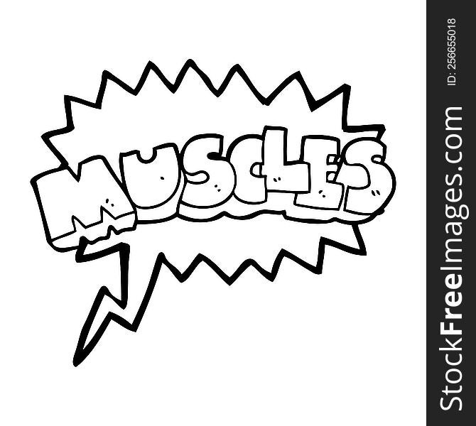 speech bubble cartoon muscles symbol