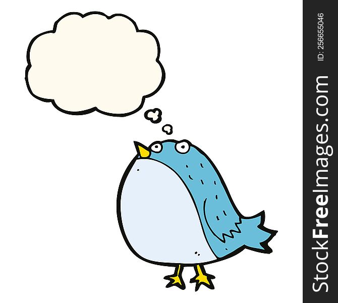 Cartoon Fat Bird With Thought Bubble