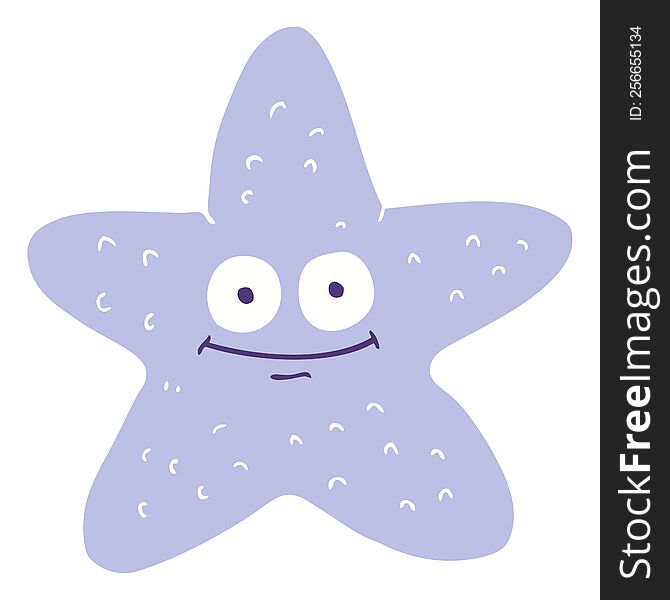 Flat Color Illustration Of A Cartoon Starfish